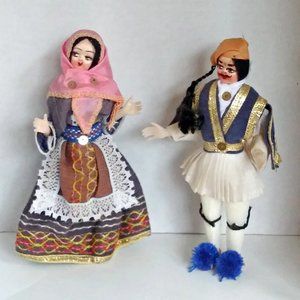 Greek Man Woman Dolls 6.5” Vintage Souvenir beawen